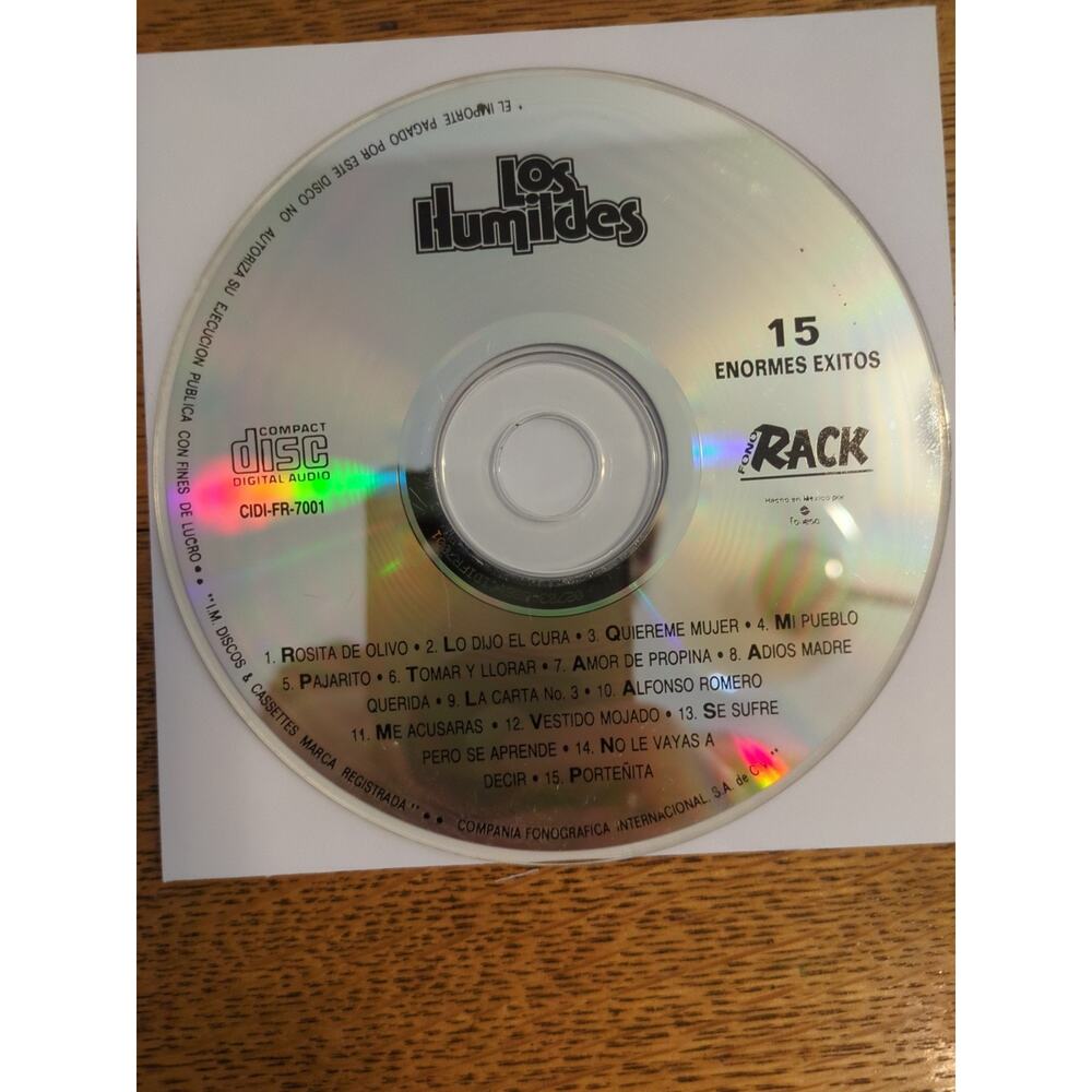 Los Humildes 15 Enormes Exitos Cd Disc Only